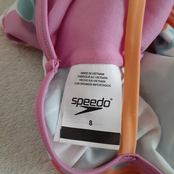 Speedo Girl's Size 8 Purple Tropical Floral Summer Tankini Swimsuit - Picture 3 of 11